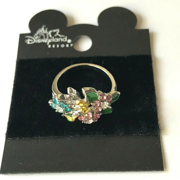 Disney Tinker Bell Ring Size 6 Crystal Enamel Tink Crystal - Picture 2 of 9